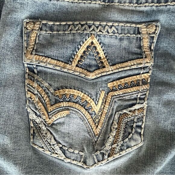 MONTERO Men's Bootcut Jeans Size 36 Modern Cowboy Embroidered Whipstitch - Picture 8 of 11